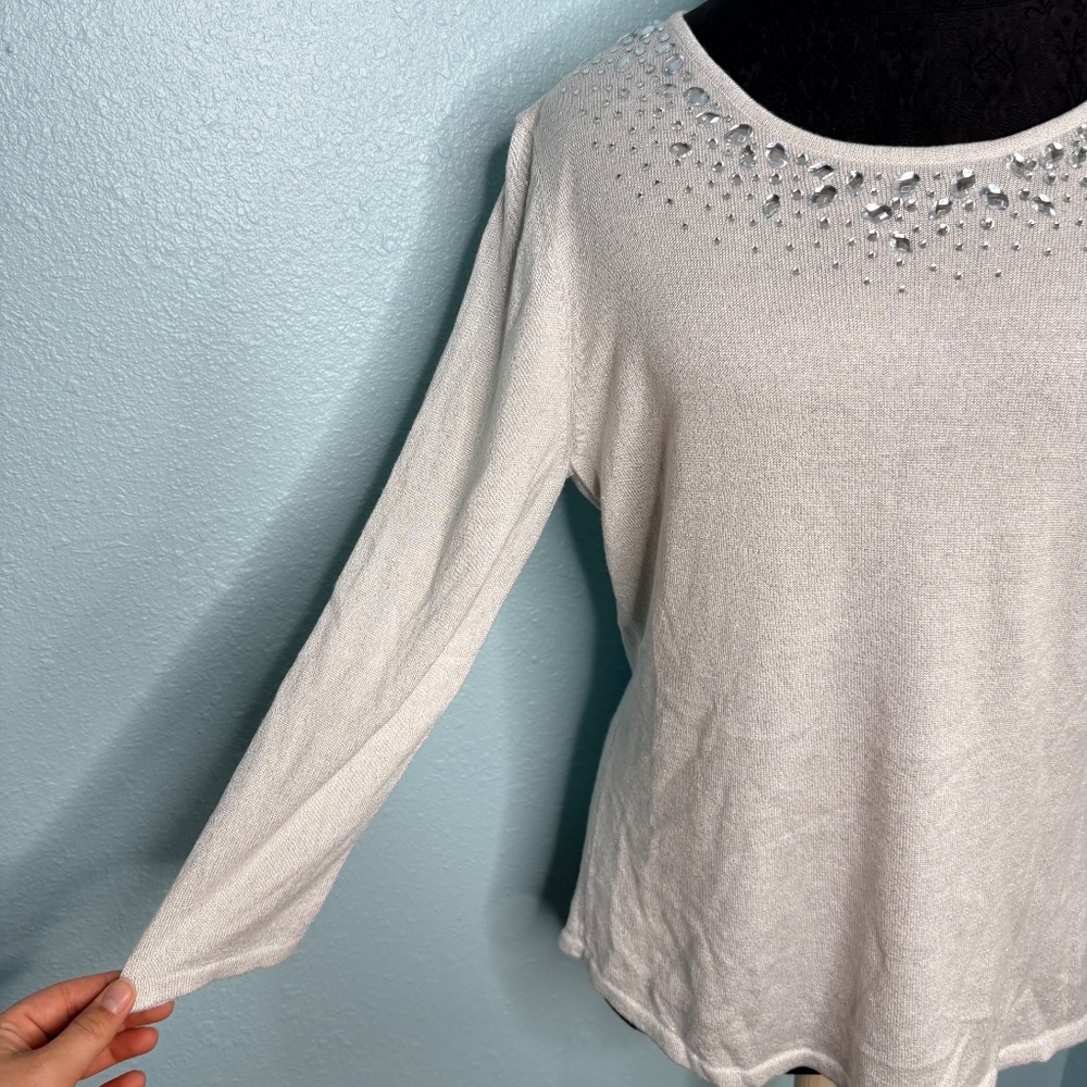 Ruby Rd White Silver Knit Blouse - image 5